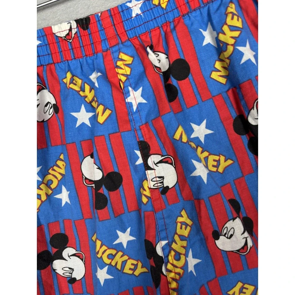 Vintage Mickey Unlimited Boxer Shorts Mens Medium Blue Red Stars Disney USA 90s